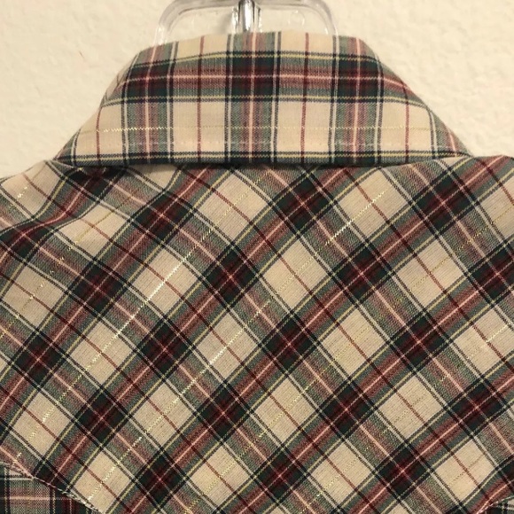 LEVIS Vintage Western Plaid Cowboy Shirt Gold Lurex Snap Buttons - Men’s Large - Picture 7 of 10